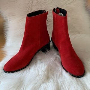 NWT TOPSHOP Miranda Ankle Boot- Red Suede Size 8.5